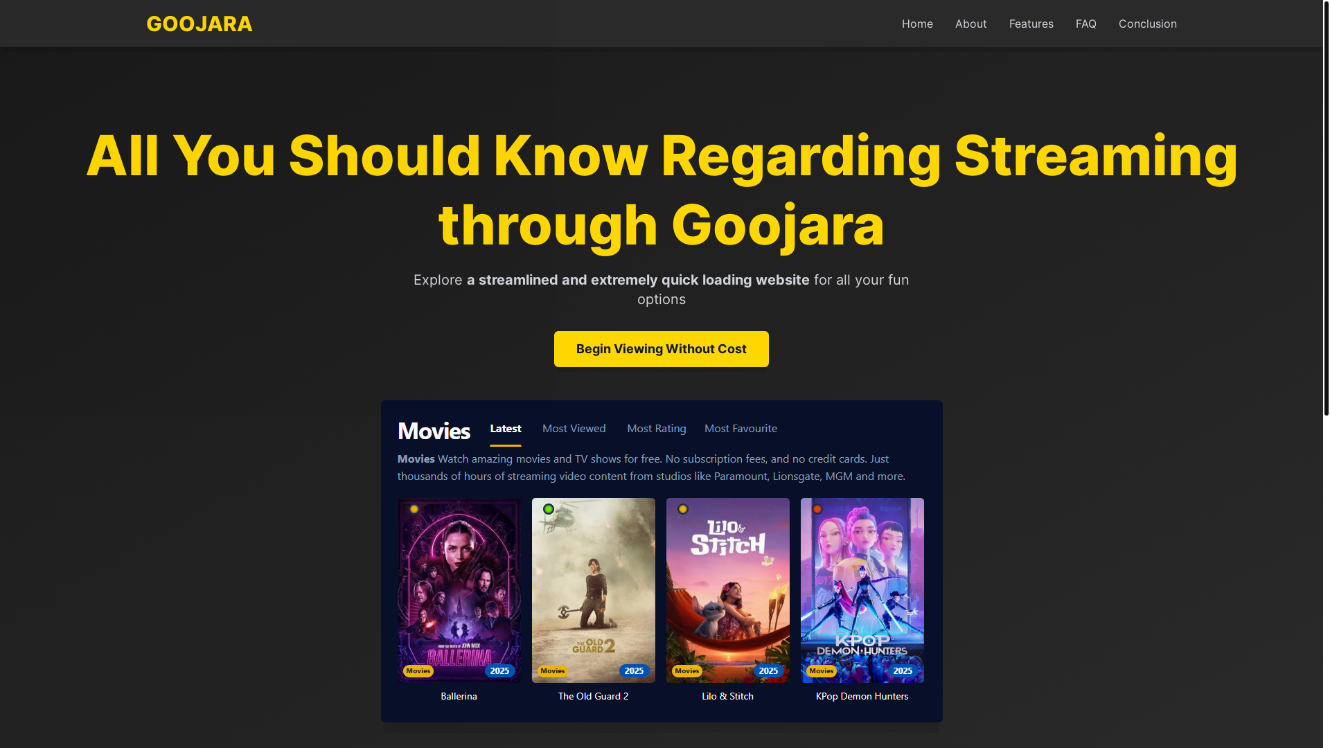 website screenshot of https://goojara-a5p7.pages.dev/