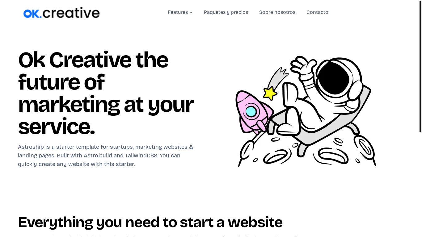 website screenshot of https://okcreative.mx/