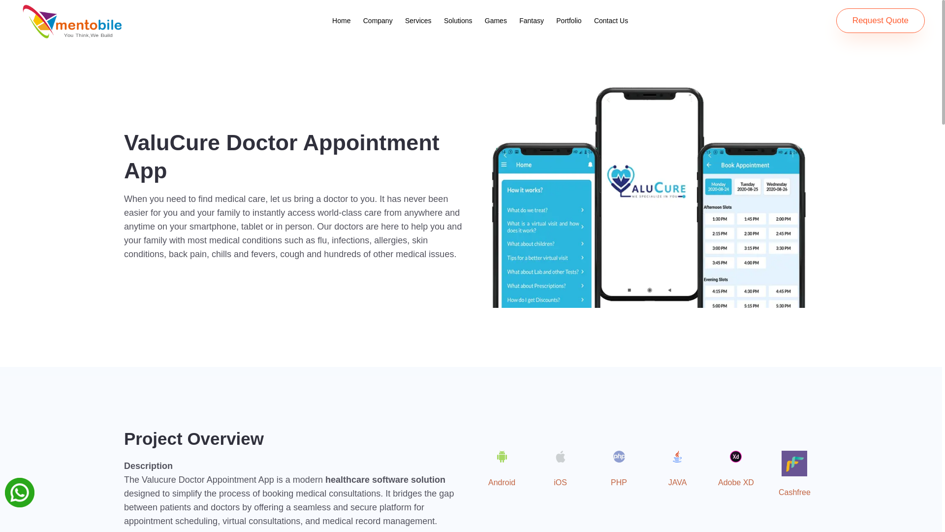 website screenshot of https://www.mentobile.com/valucure.php
