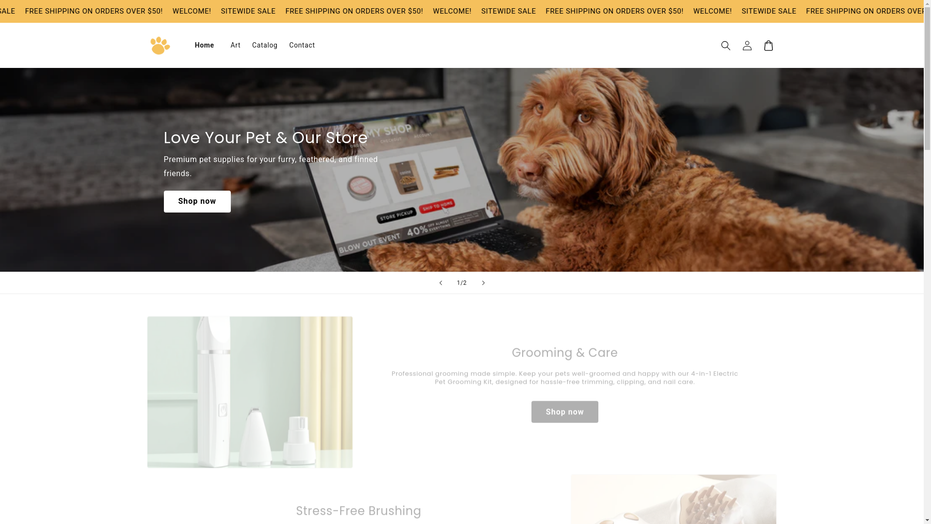 website screenshot of https://artisanhomepets.store/