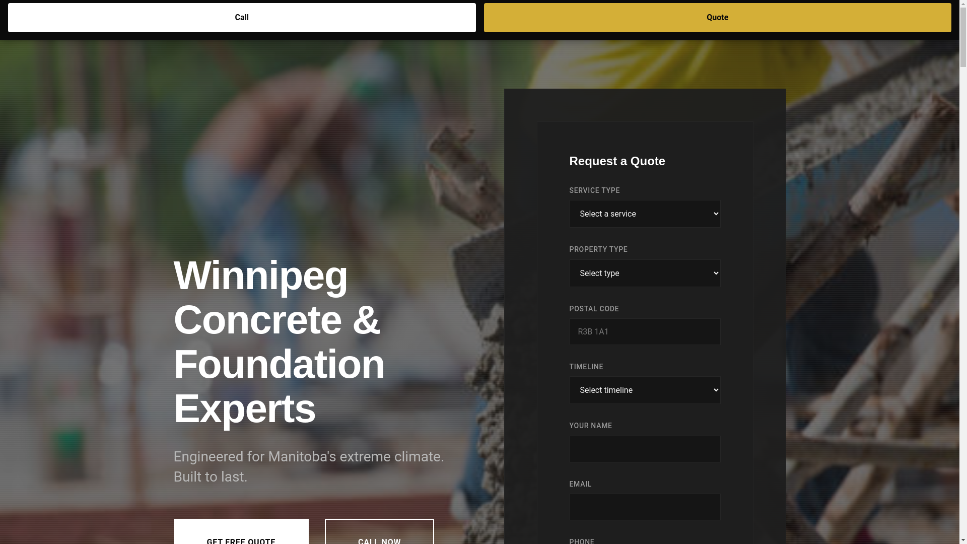 website screenshot of https://winnipegconcretefoundation.website/