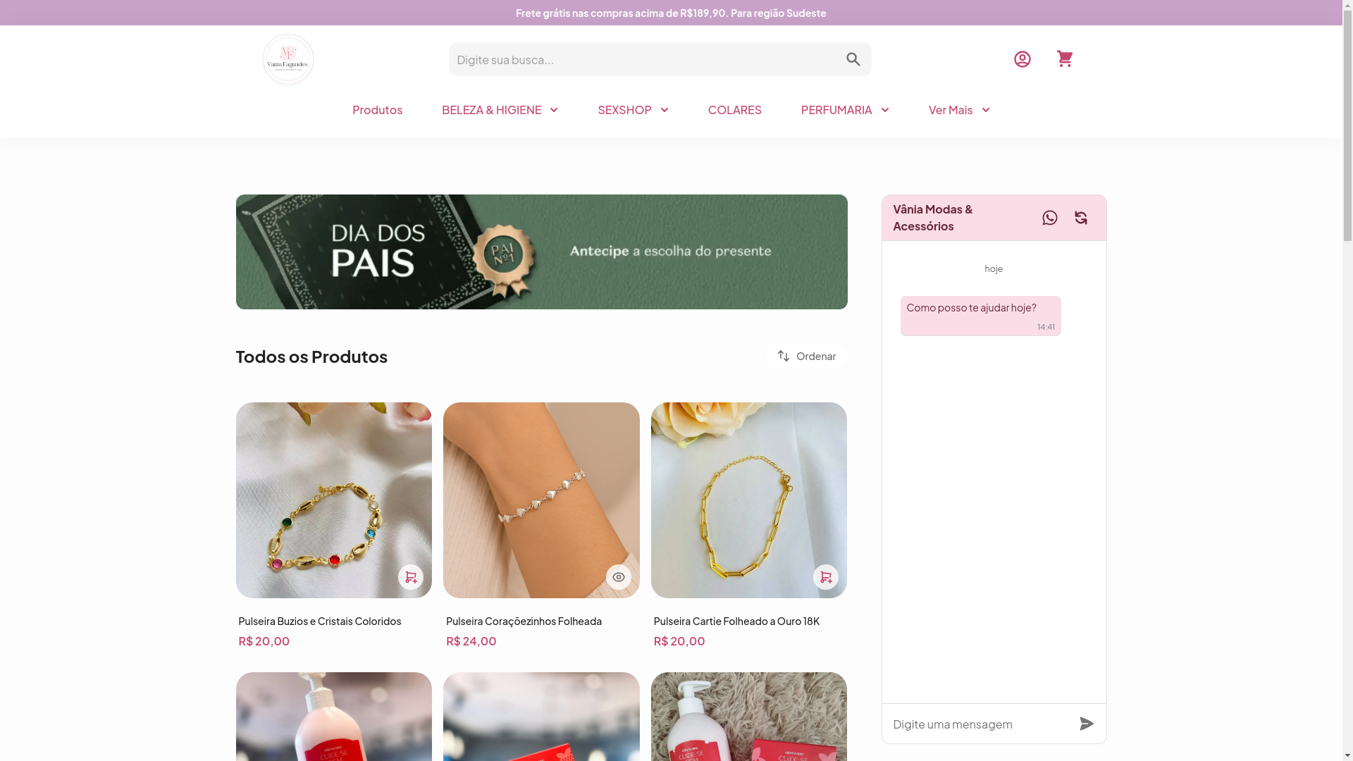 website screenshot of https://vaniamodasacessorios.com.br/