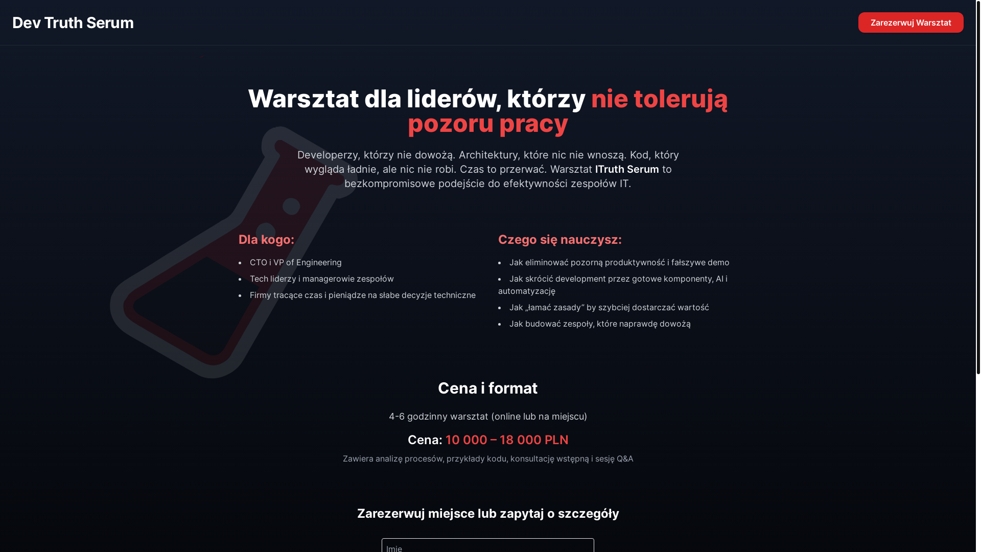 website screenshot of https://devtruthserum.pl/