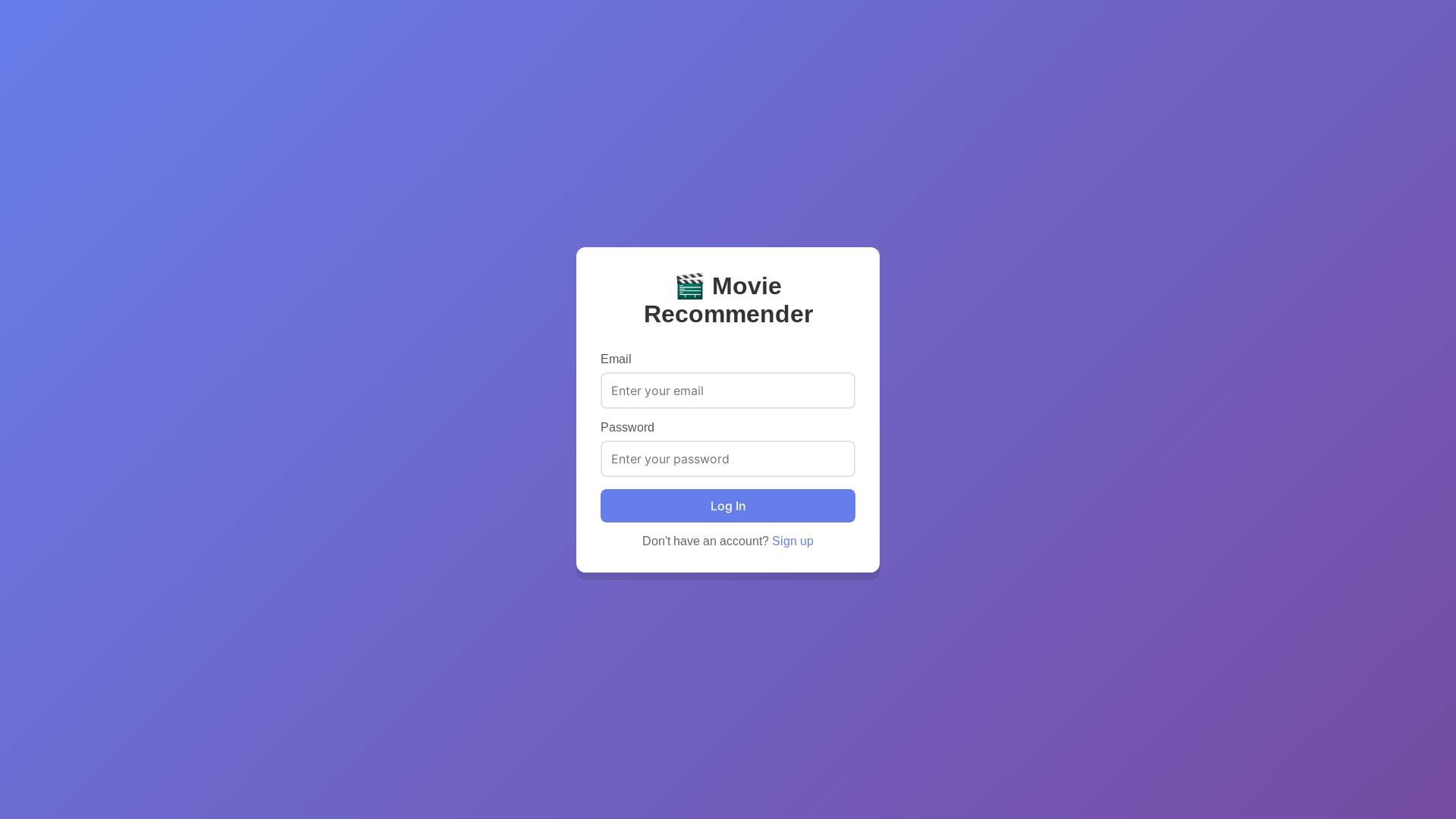 website screenshot of https://movie-recommender-frontend.pages.dev/