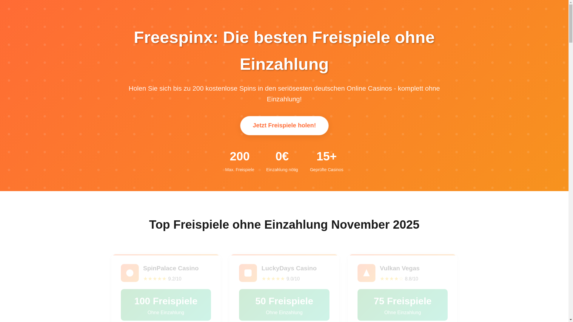 website screenshot of https://freespinxde.com/