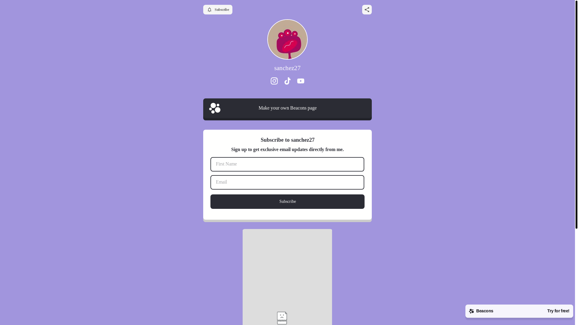 website screenshot of https://sanchez27.com/