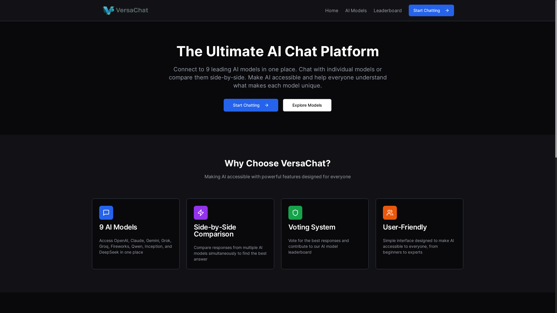 website screenshot of https://versachat.ai/