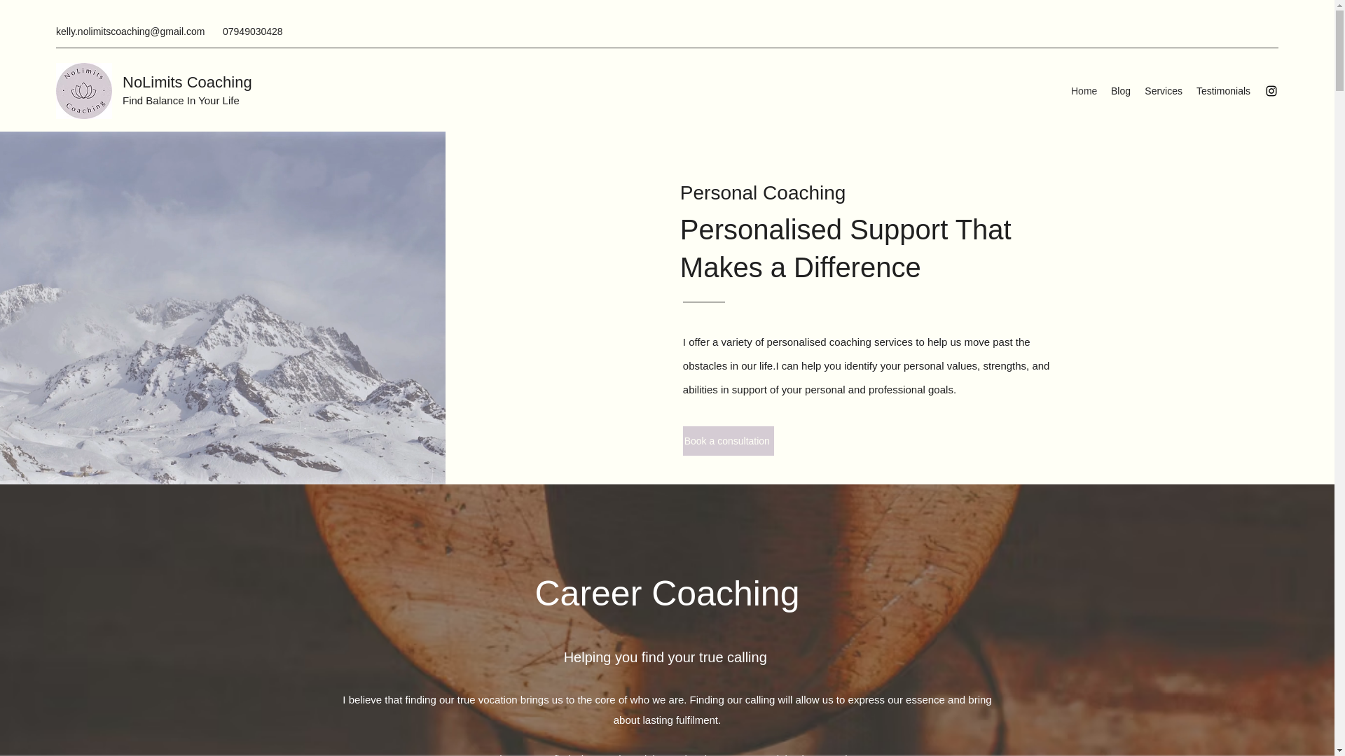 website screenshot of https://nolimitscoaching.info/