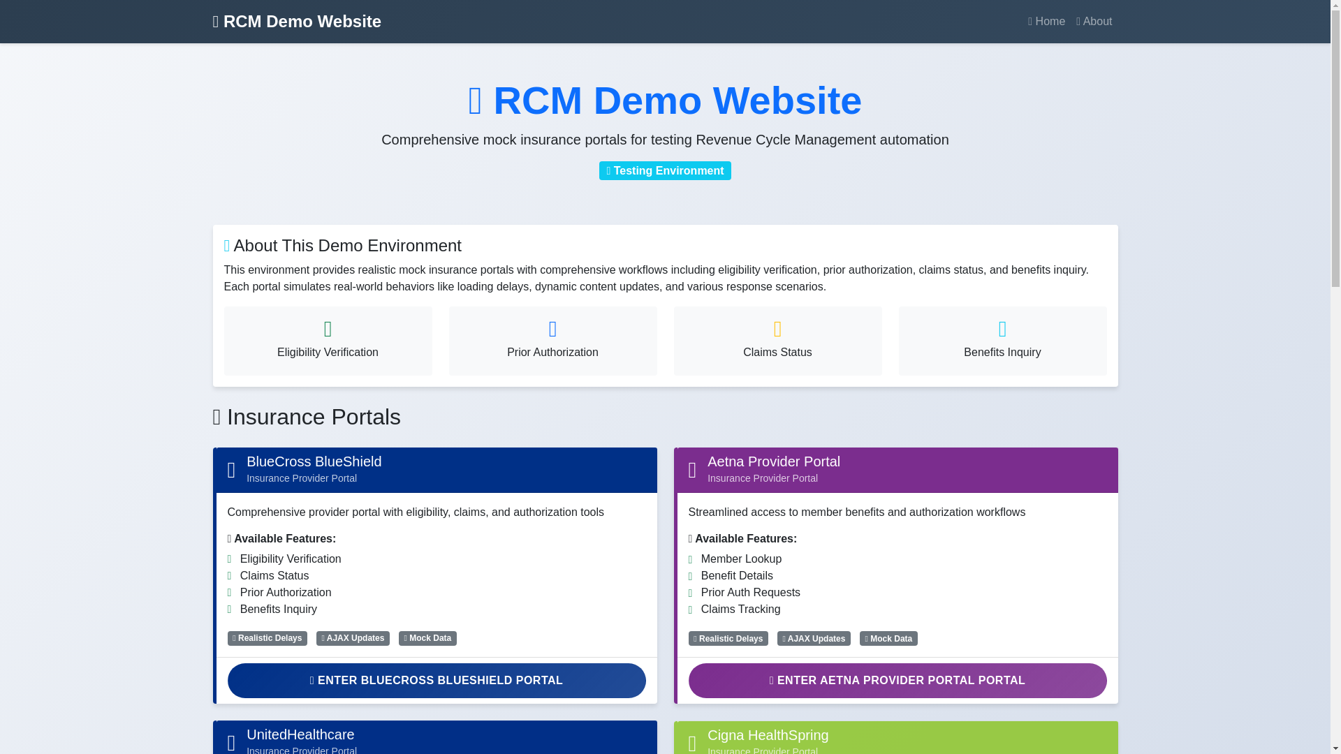 website screenshot of https://rcm-mock-portals.click/