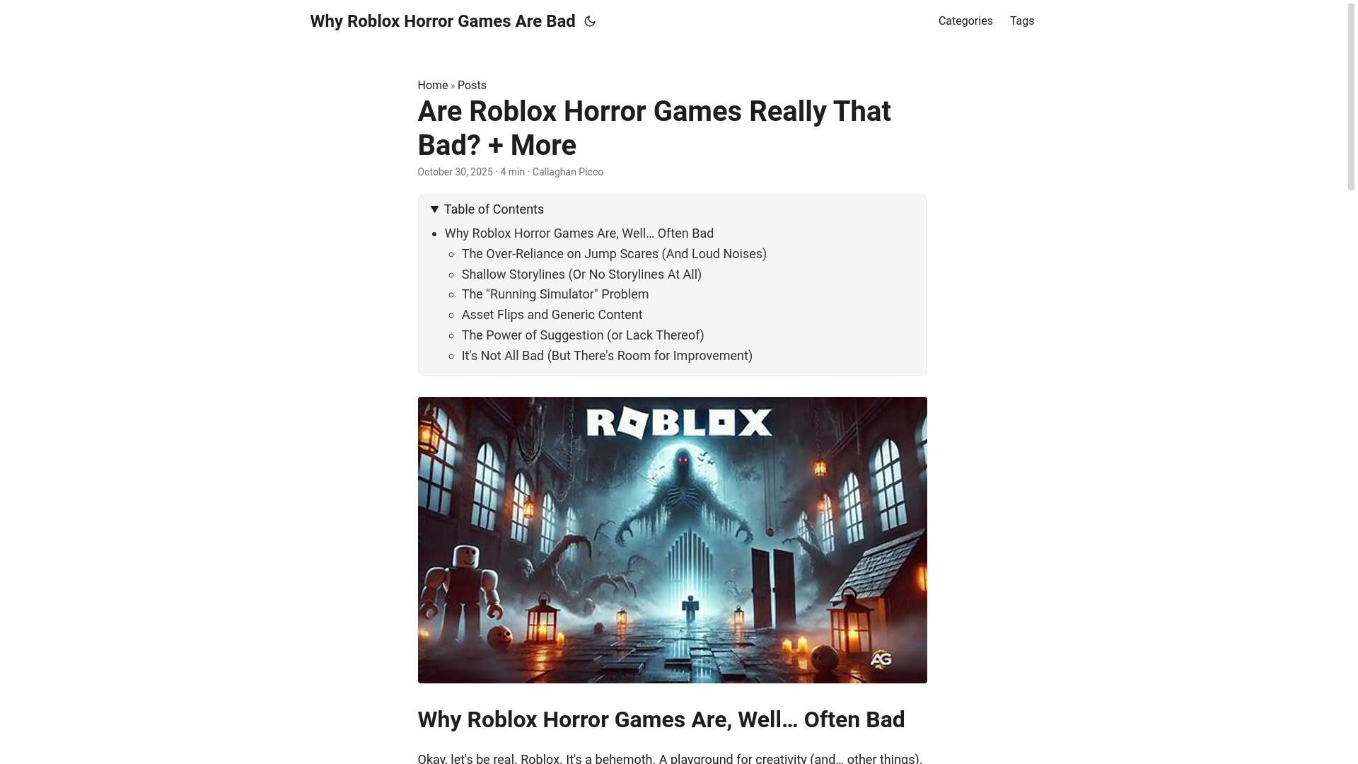website screenshot of https://why-roblox-horror-games-are-bad.pages.dev/