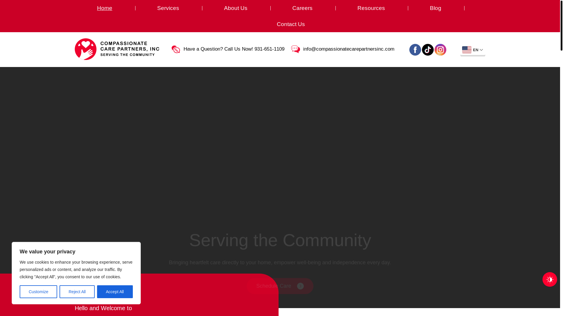 website screenshot of https://compassionatecarepartnersinc.com/