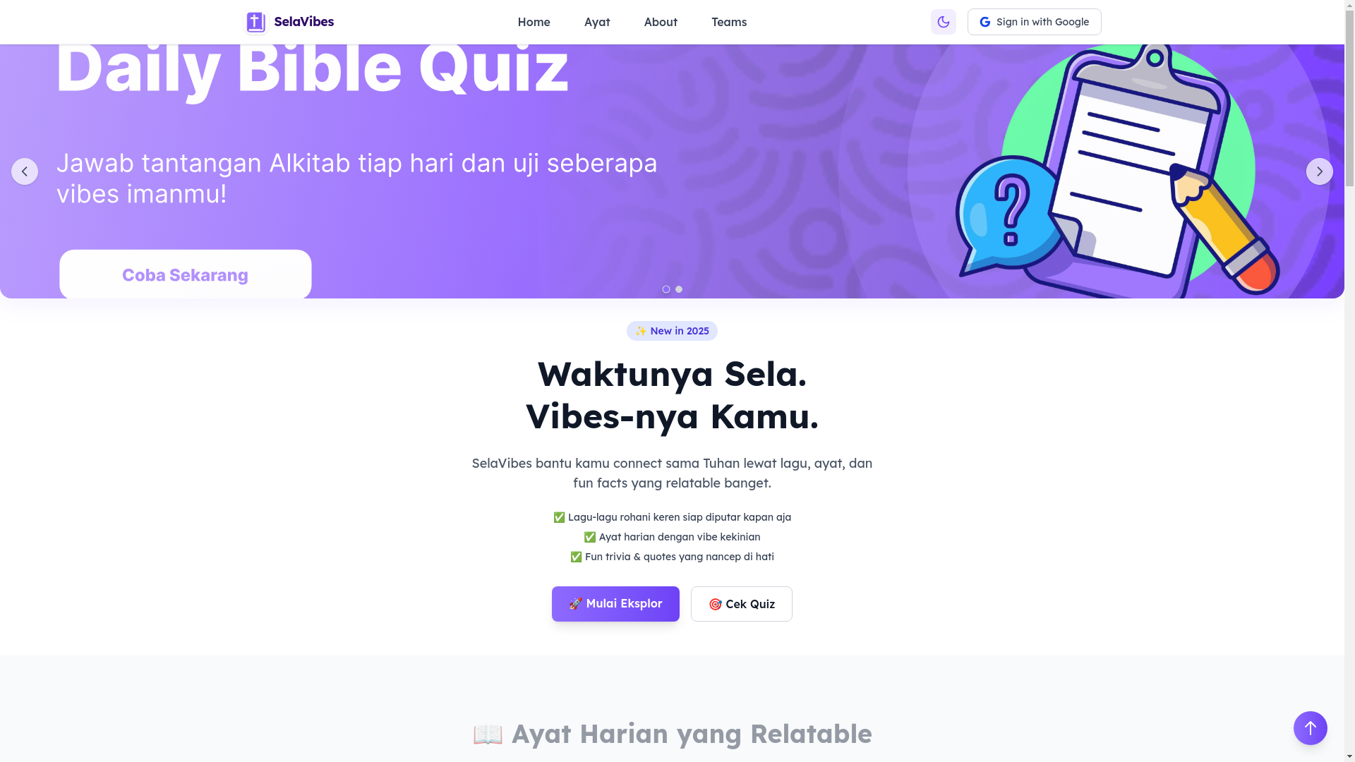 website screenshot of https://selavibes.my.id/