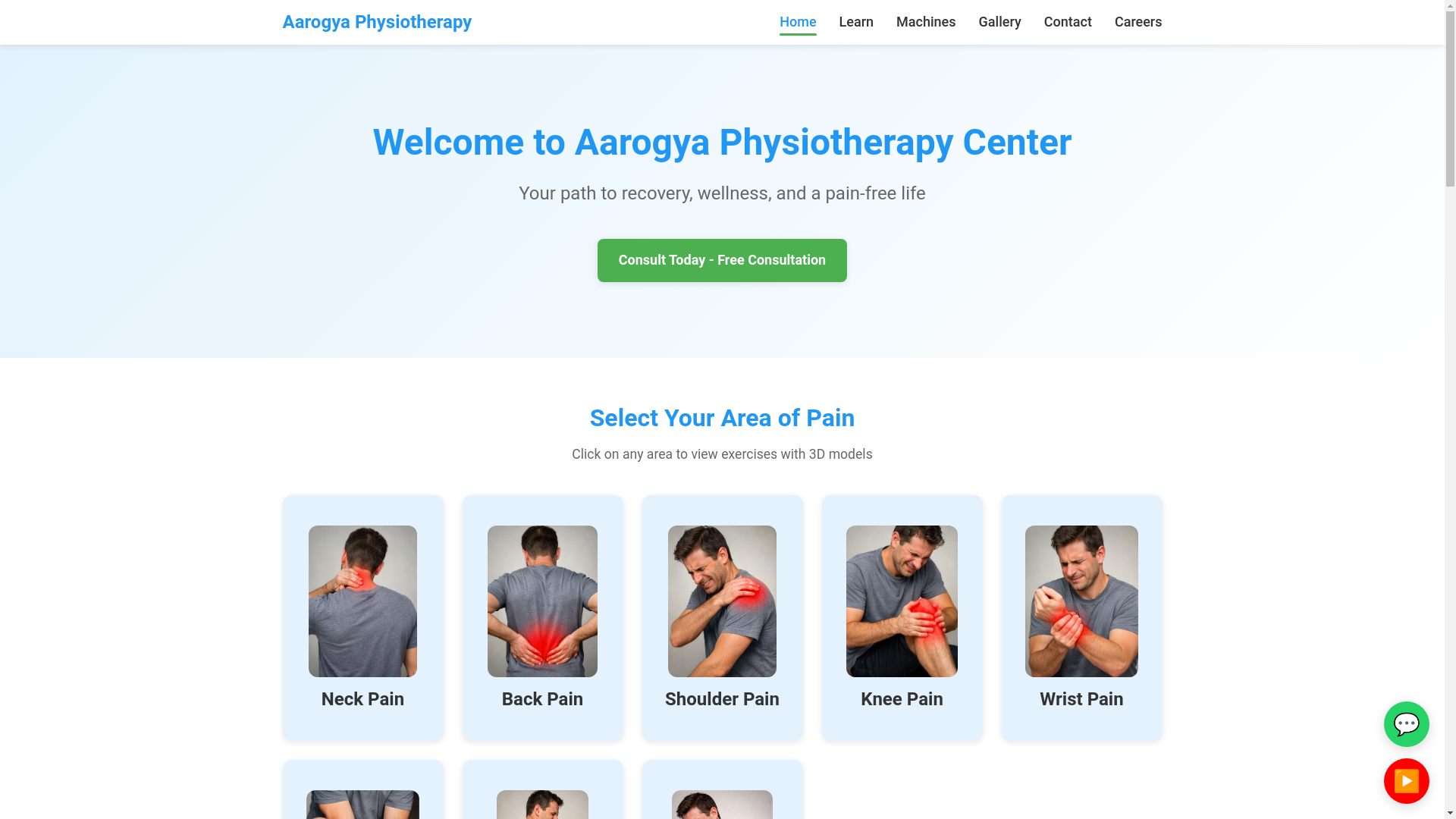 website screenshot of https://aarogyaphysio.pages.dev/
