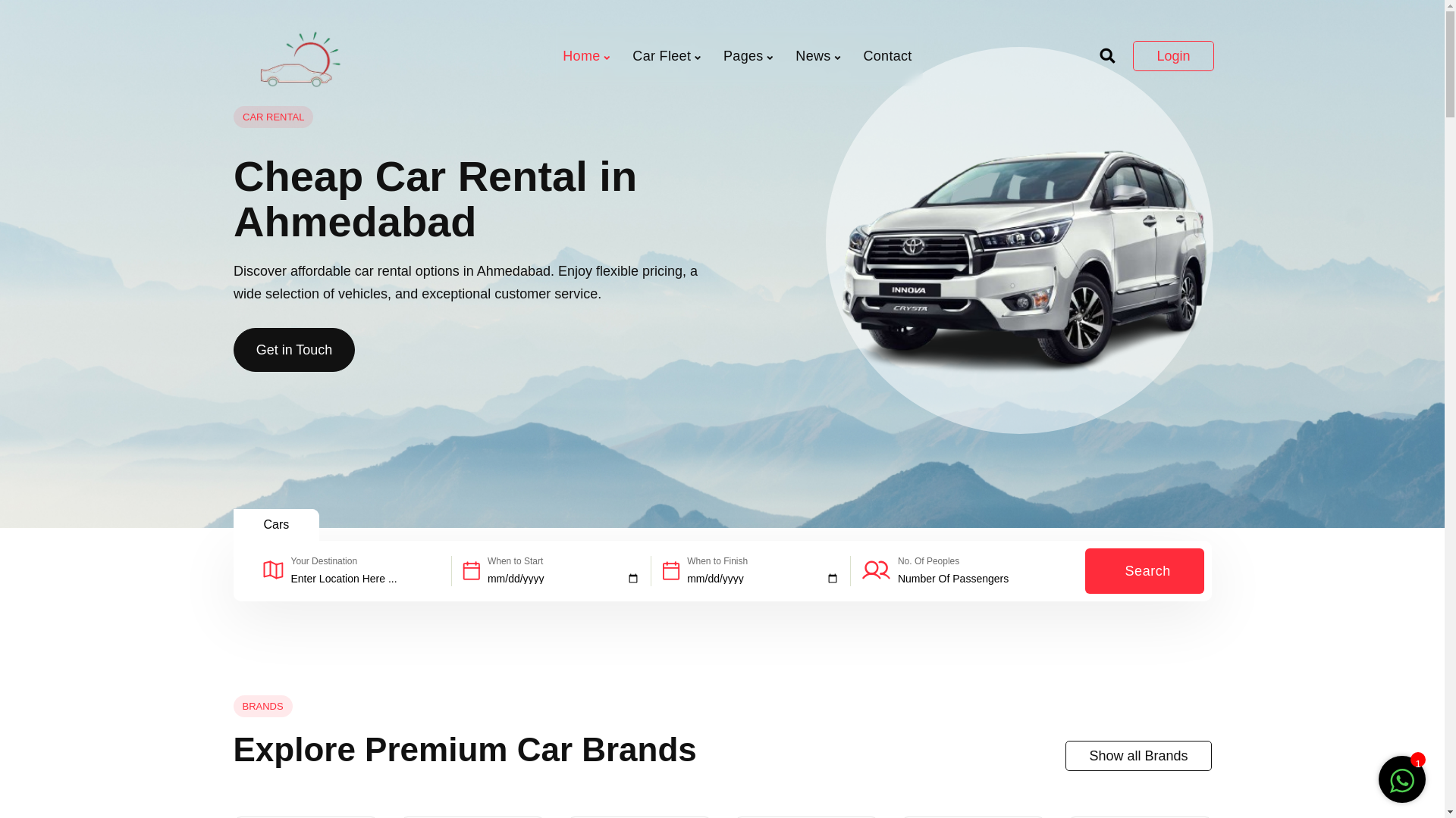 website screenshot of https://carrentservice.in/