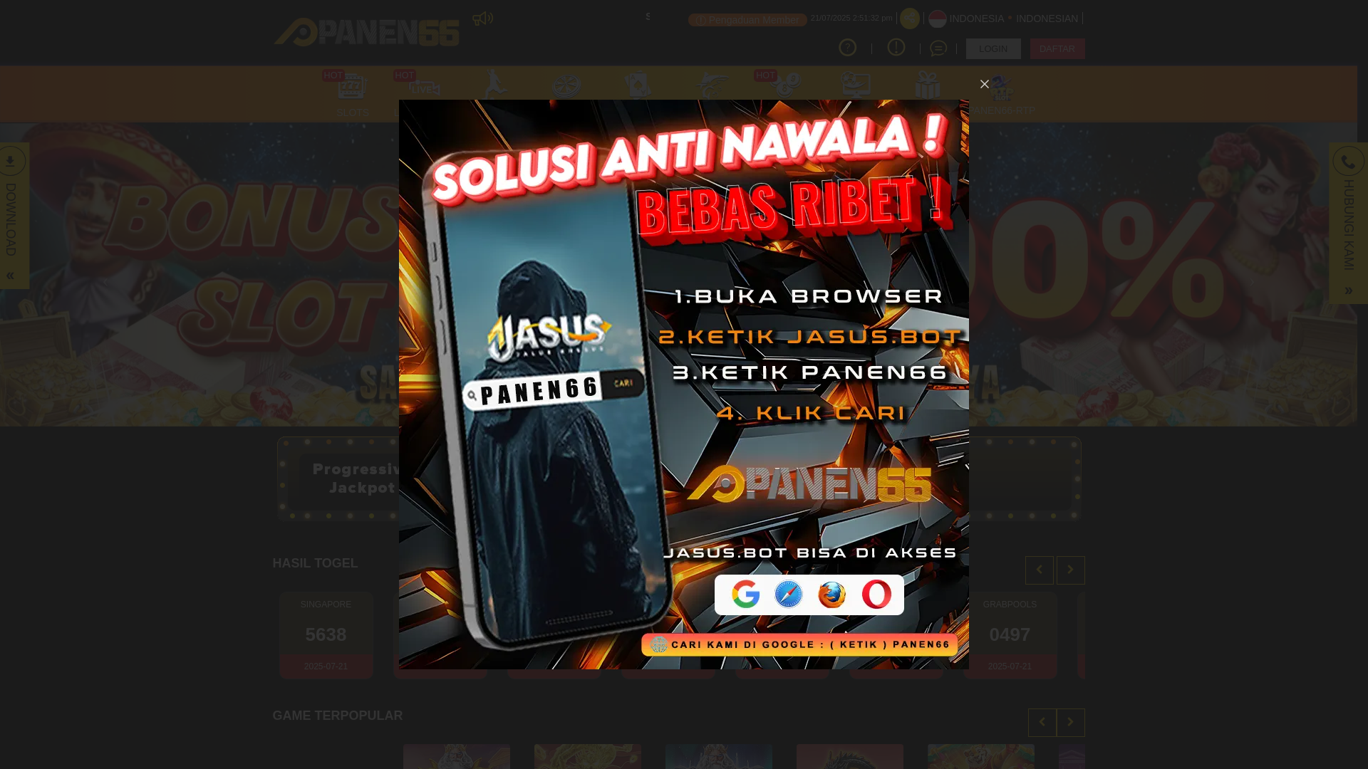 website screenshot of https://panen66hepi.cyou/