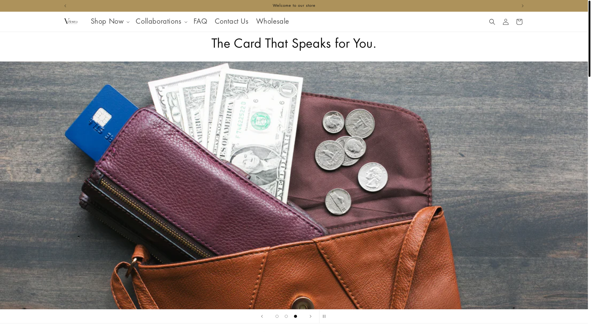 website screenshot of https://velouracards.com/