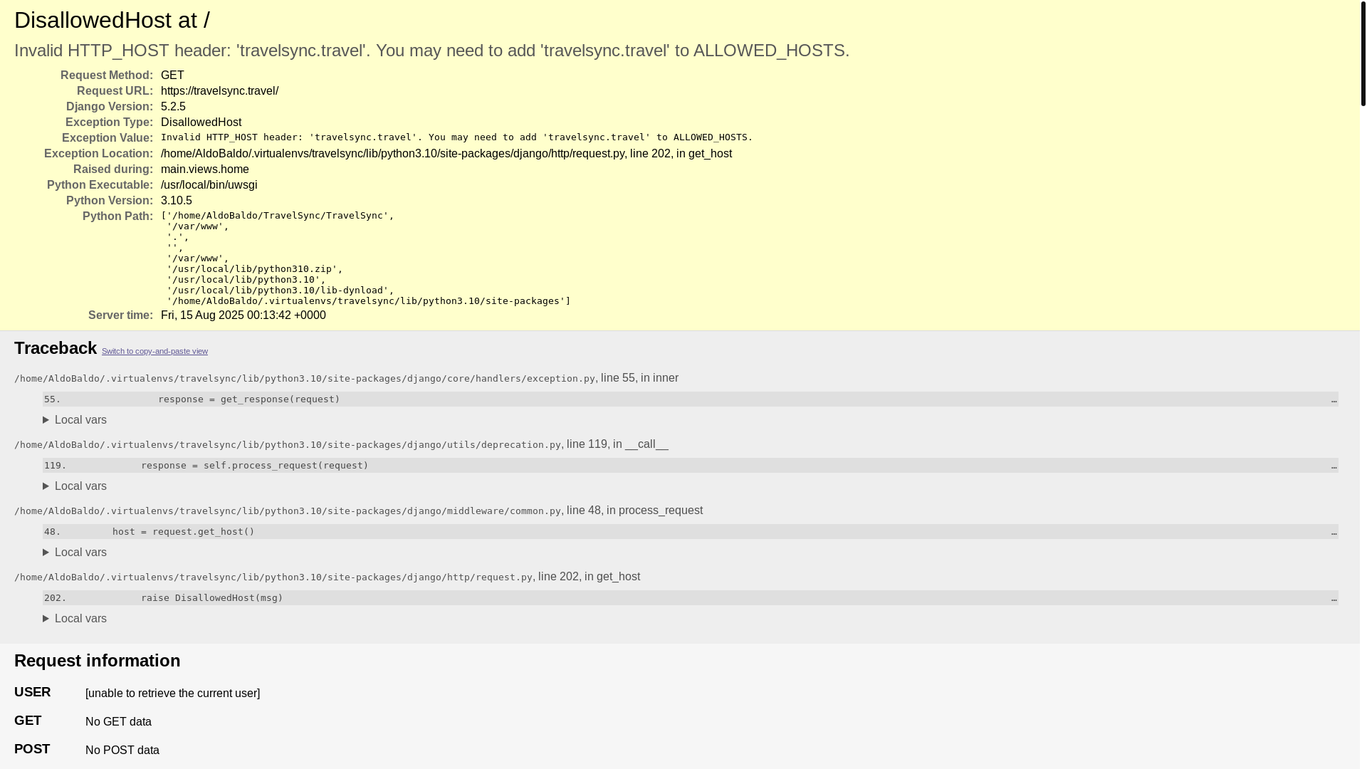 website screenshot of https://travelsync.travel/