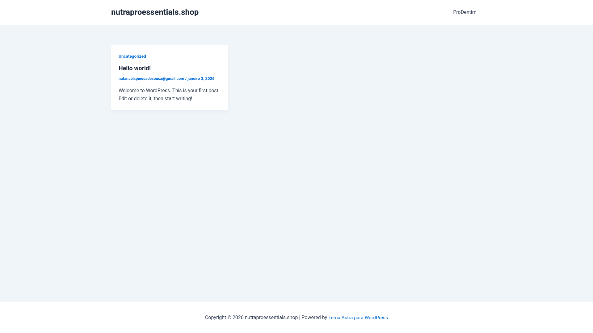 website screenshot of https://nutraproessentials.shop/