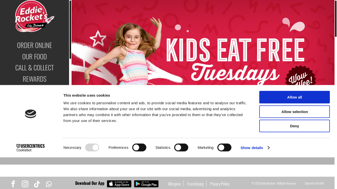 website screenshot of https://www.eddierockets.ie/