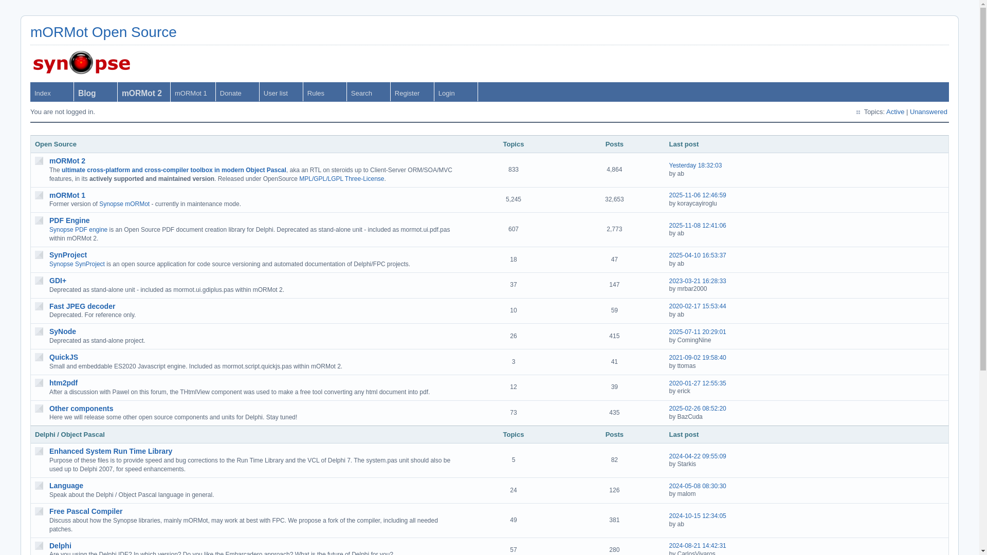 website screenshot of https://synopse.info/forum