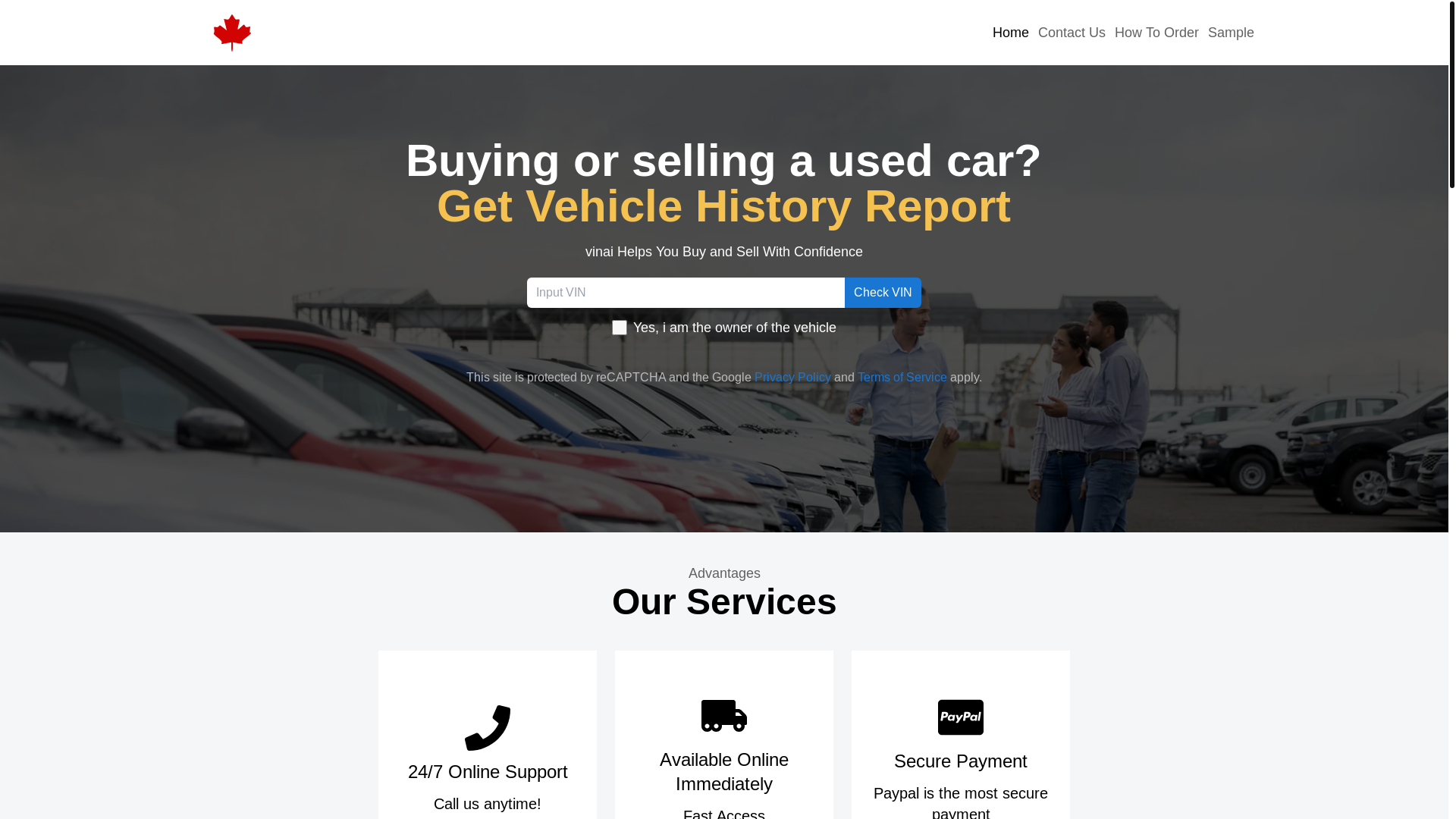 website screenshot of https://vinai.ca/