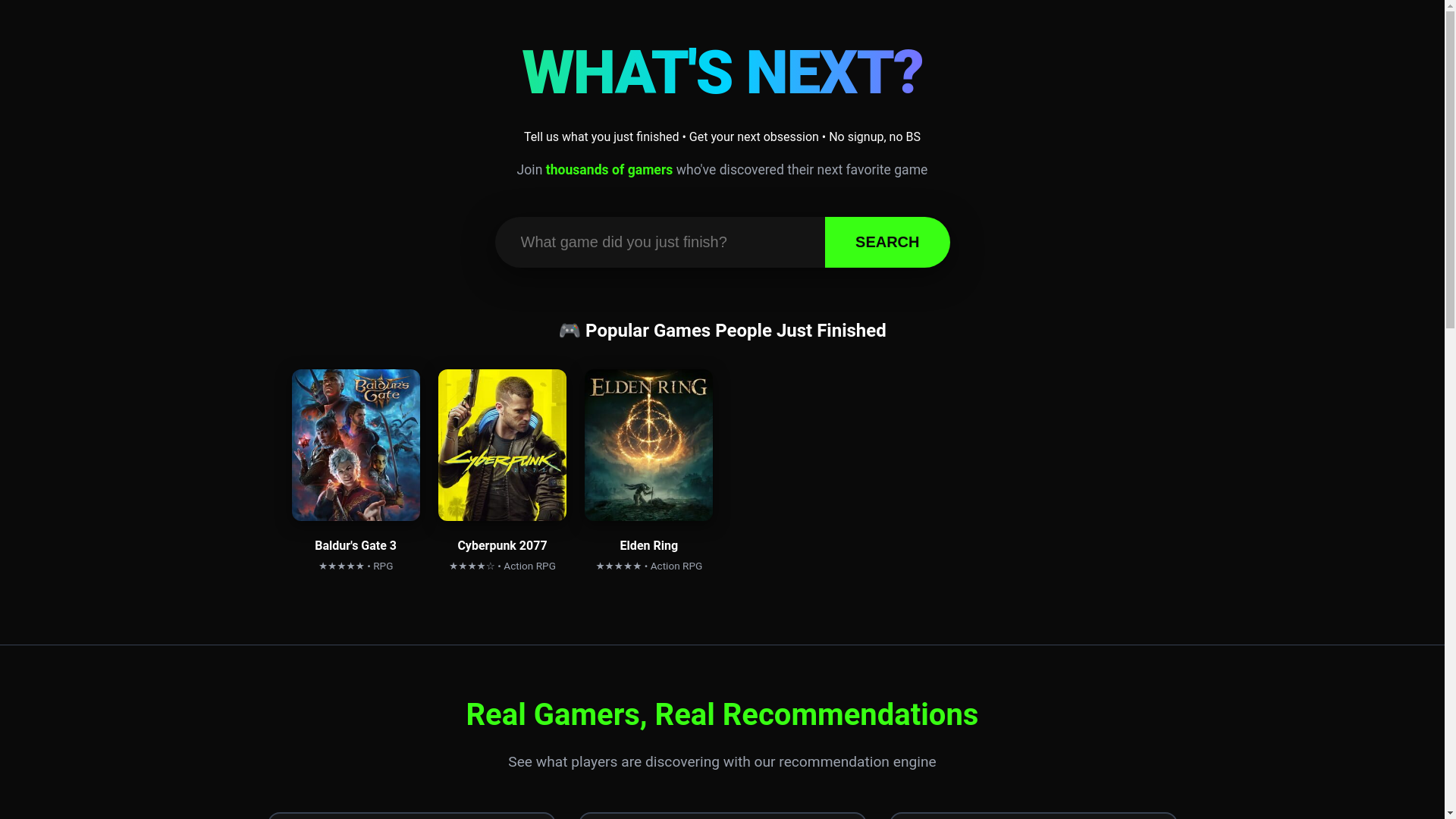 website screenshot of https://whatshouldiplaynext.org/