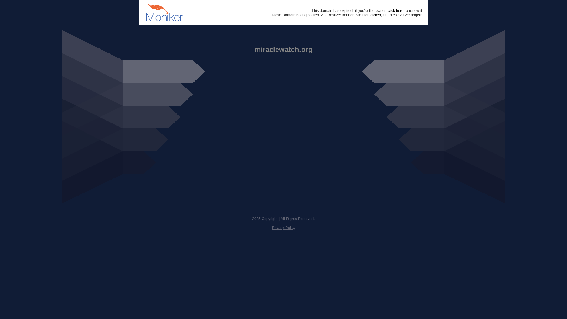 website screenshot of https://miraclewatch.org/