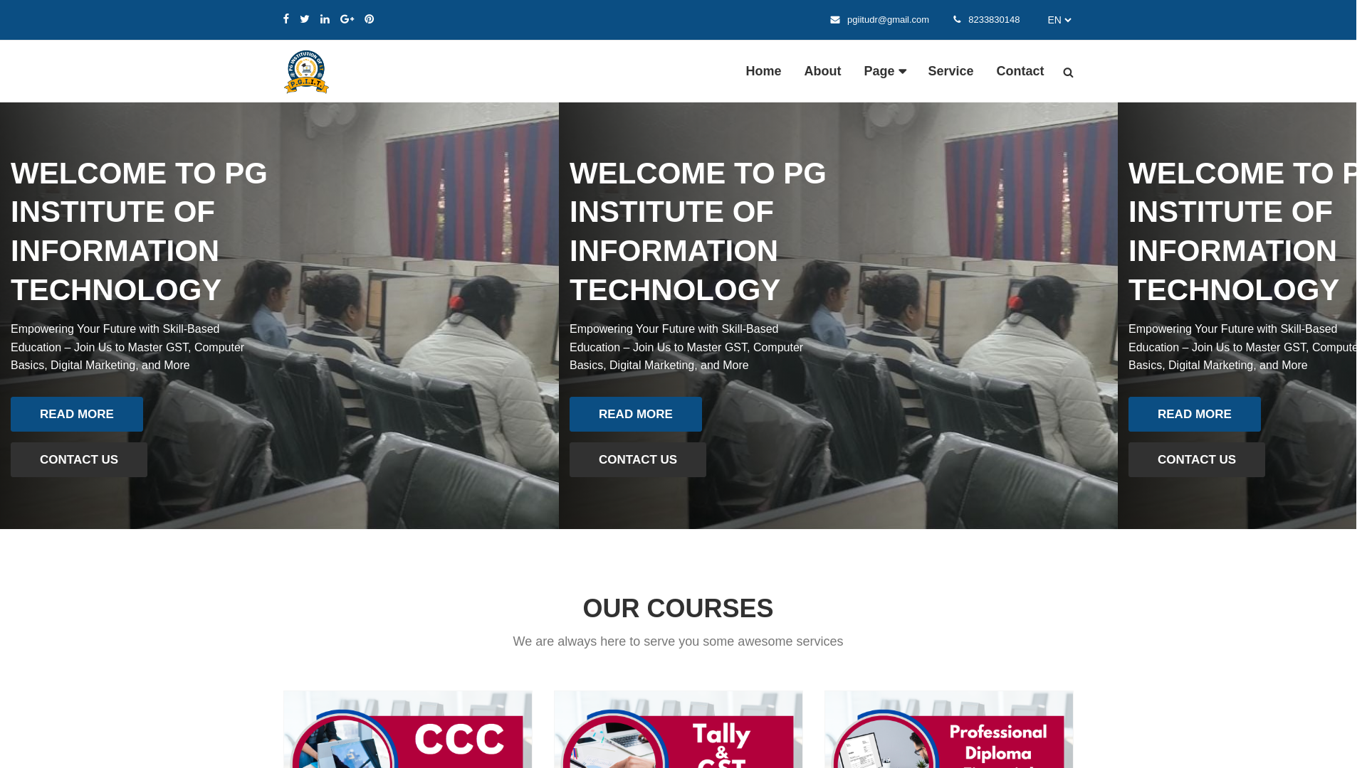 website screenshot of https://pgiitudr.com