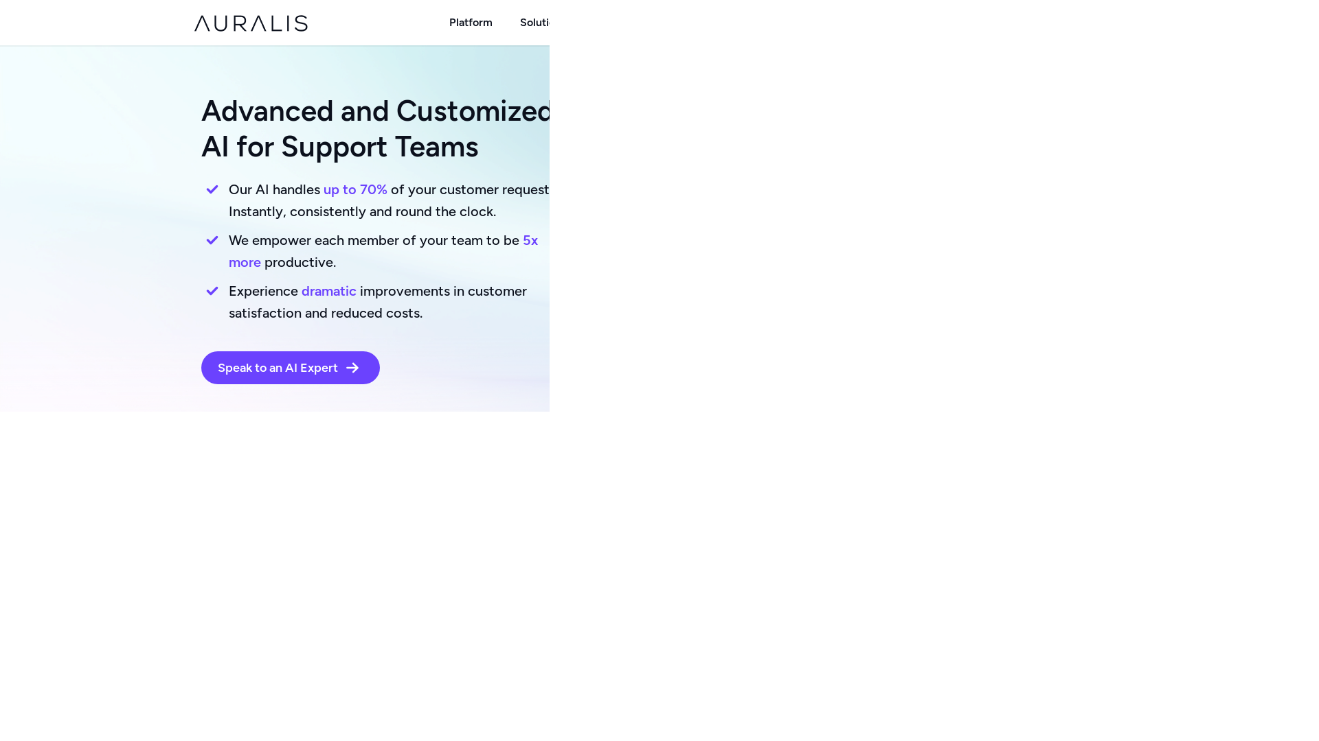 website screenshot of https://auralis-ai-supportservices.com/