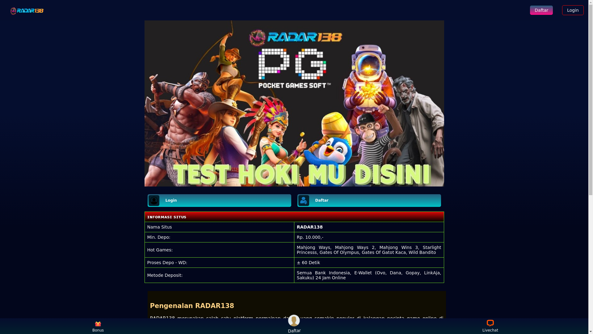 website screenshot of https://radar138aff6.pages.dev/
