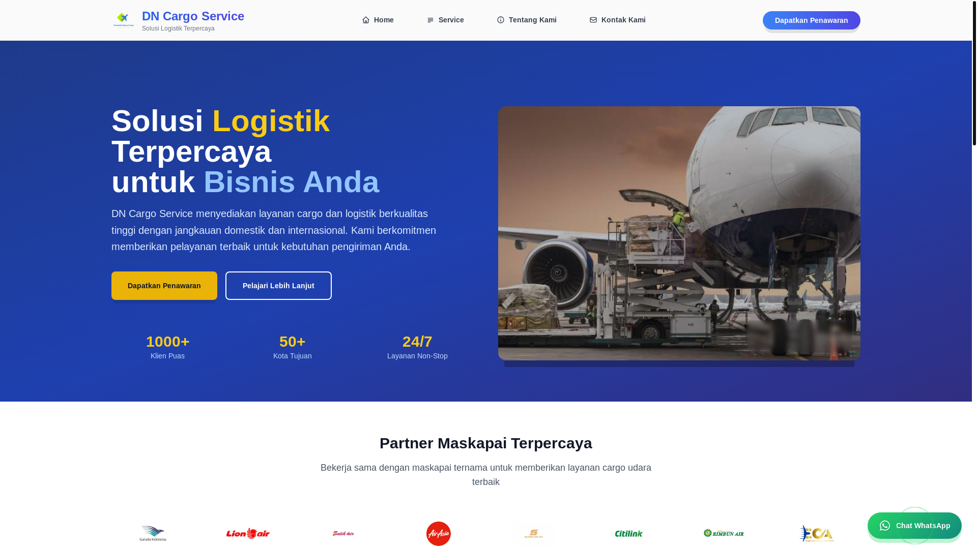 website screenshot of https://domestiknusacargo.my.id/