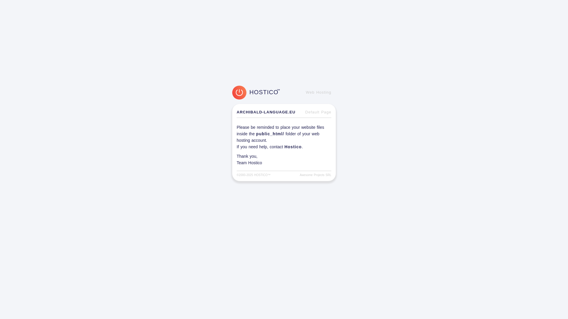 website screenshot of https://archibald-language.eu/