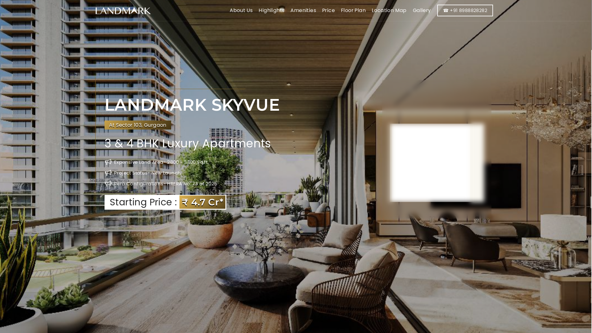 website screenshot of https://landmark-skyvue.in/