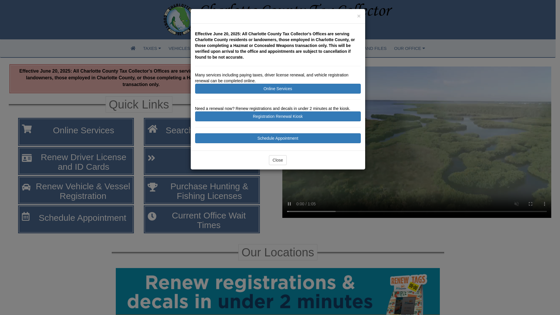 website screenshot of https://taxcollector.charlottecountyfl.gov/