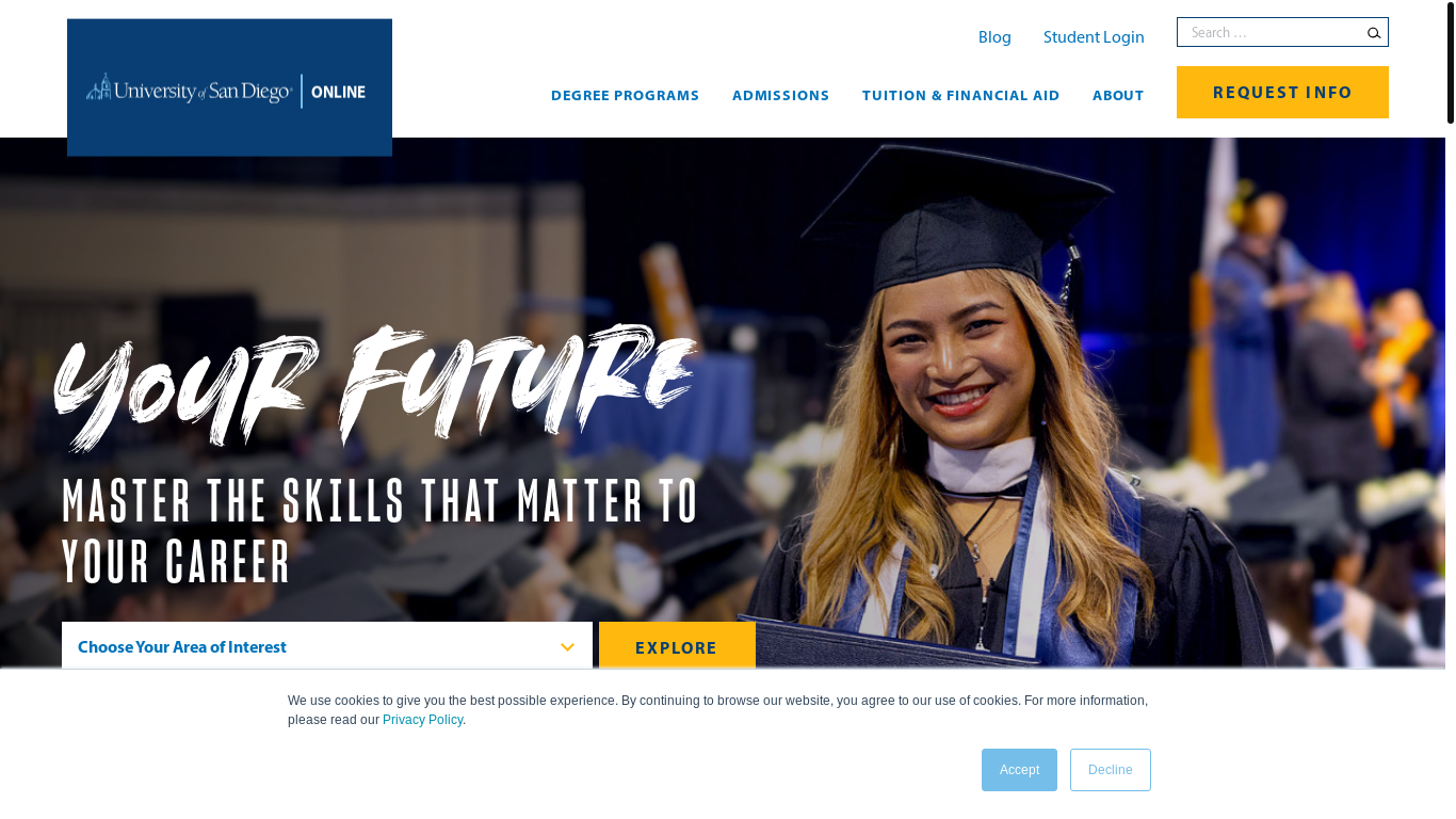 website screenshot of https://onlinedegrees.sandiego.edu/