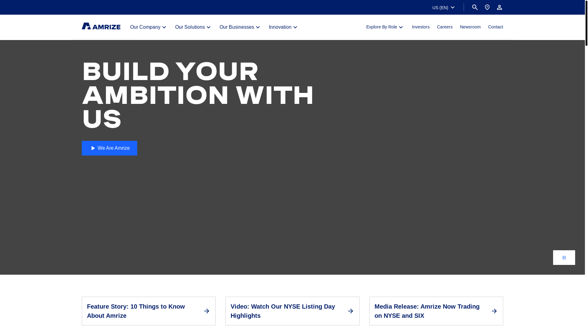 website screenshot of https://amrize.com/