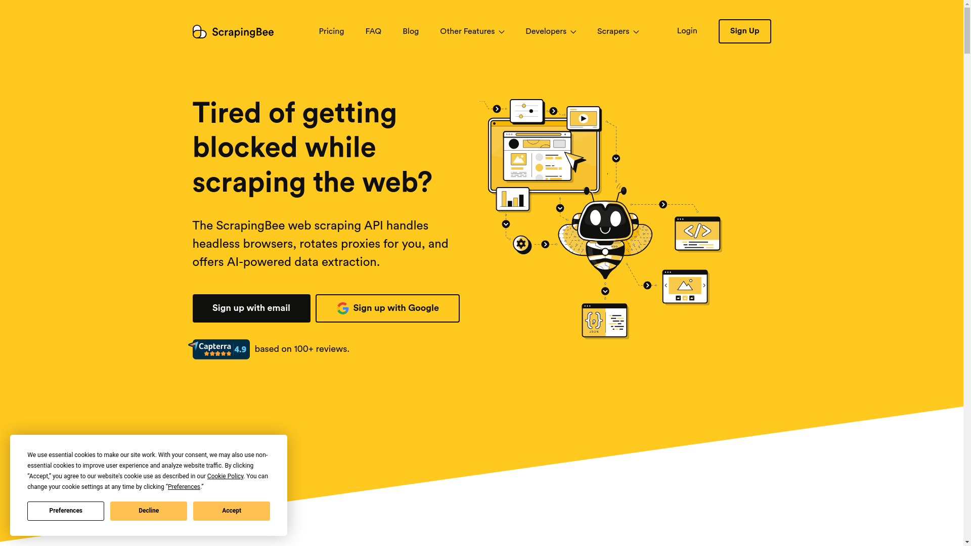 website screenshot of https://scrapingbee-landing-page.pages.dev/