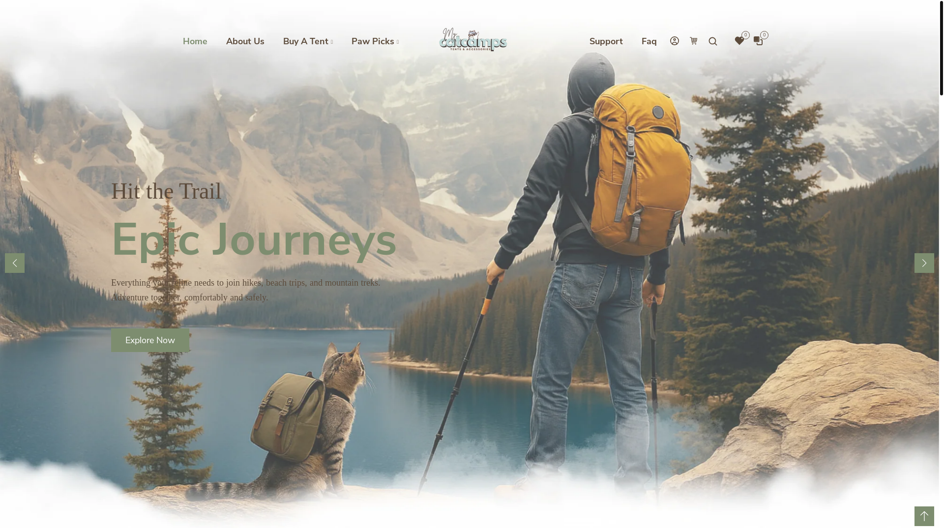 website screenshot of https://mycatcamps.com/