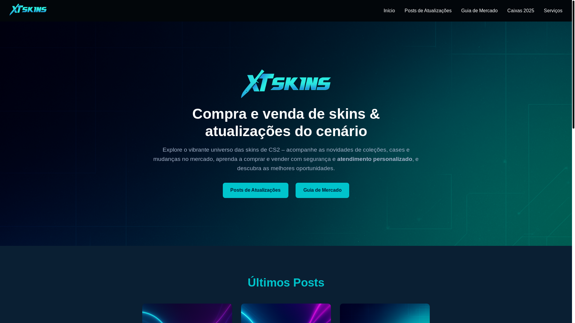 website screenshot of https://xtskins.blog.br/