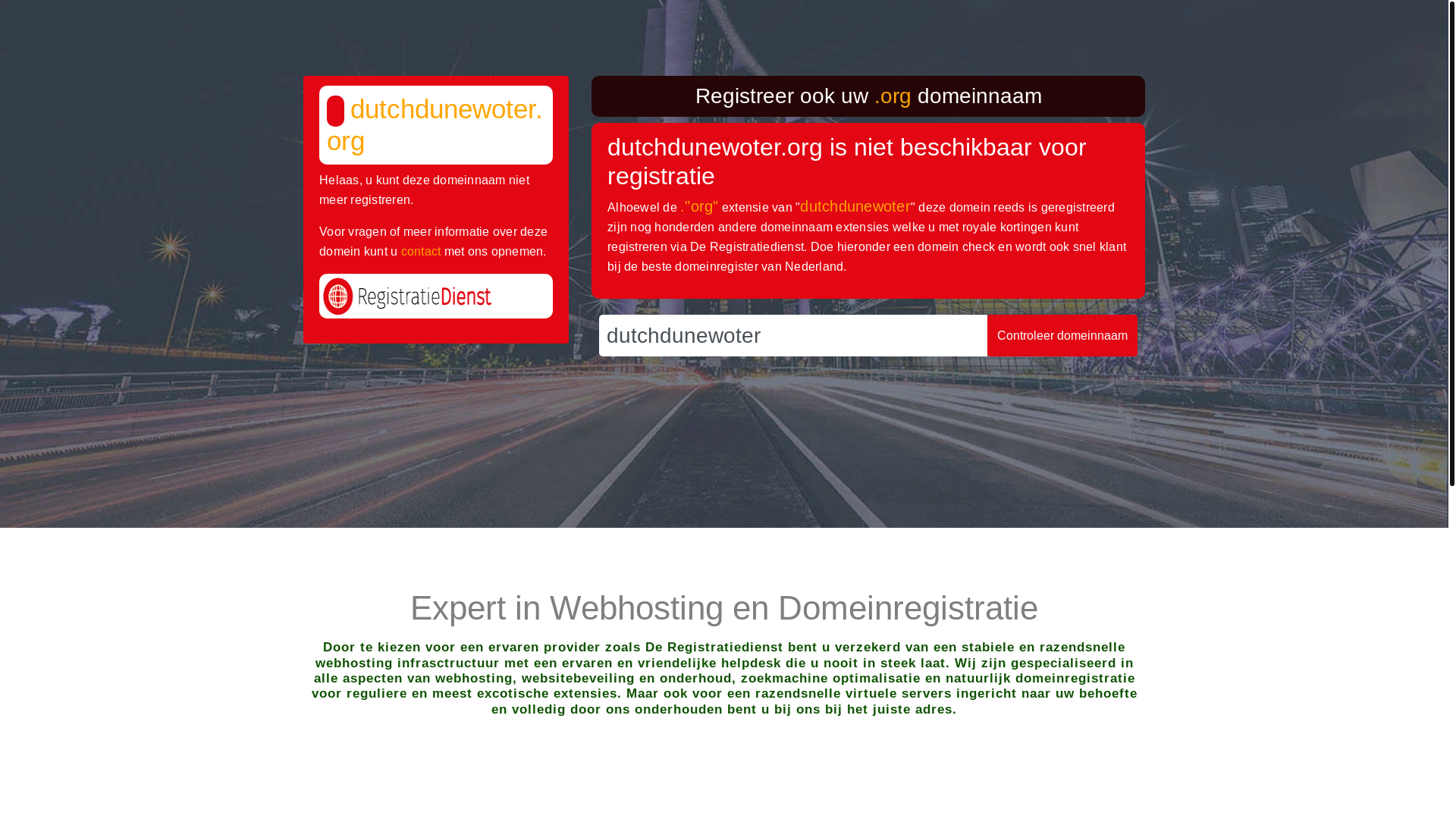 website screenshot of https://dutchdunewoter.org/