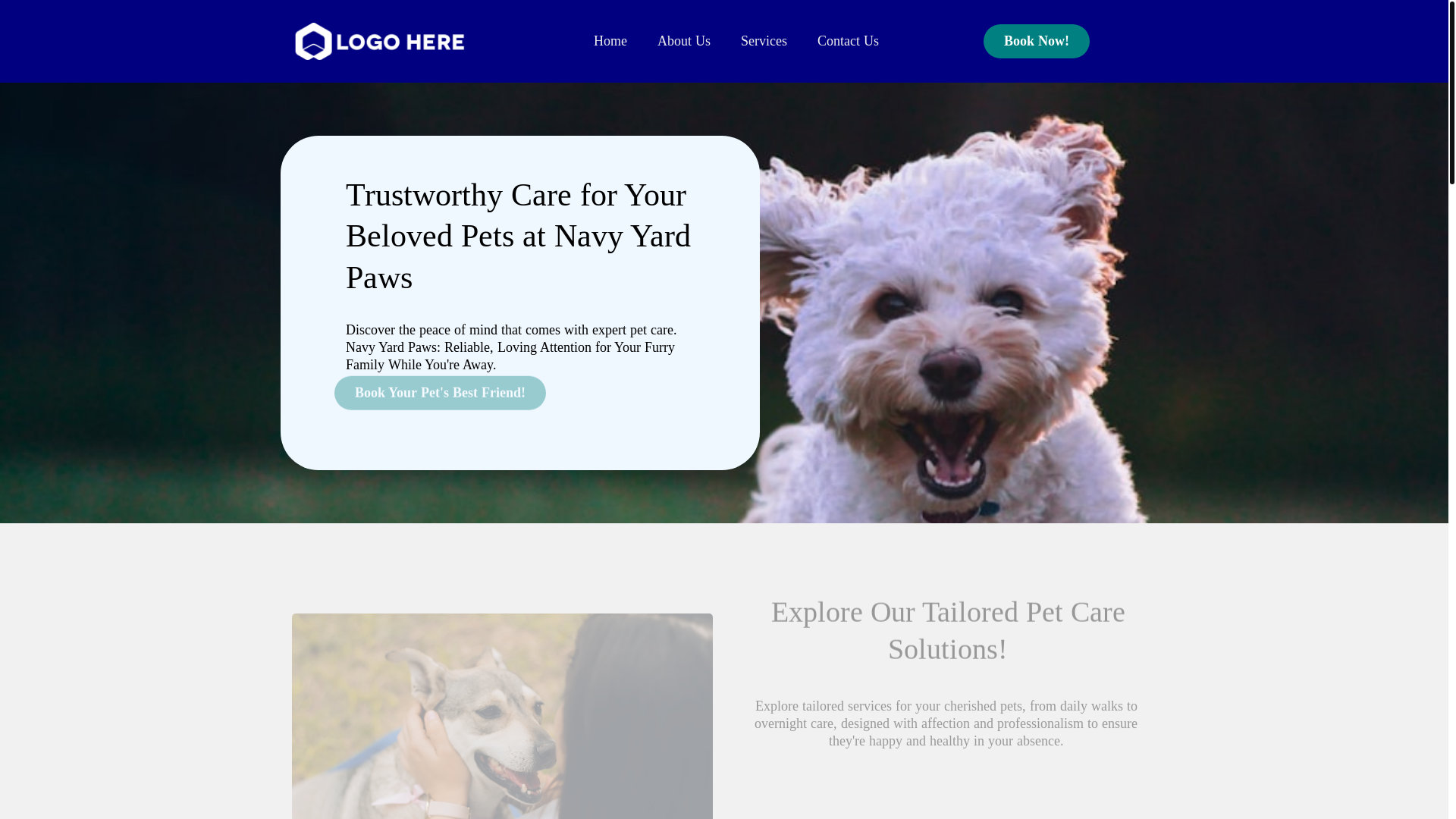 website screenshot of https://navyyardpaws.com/