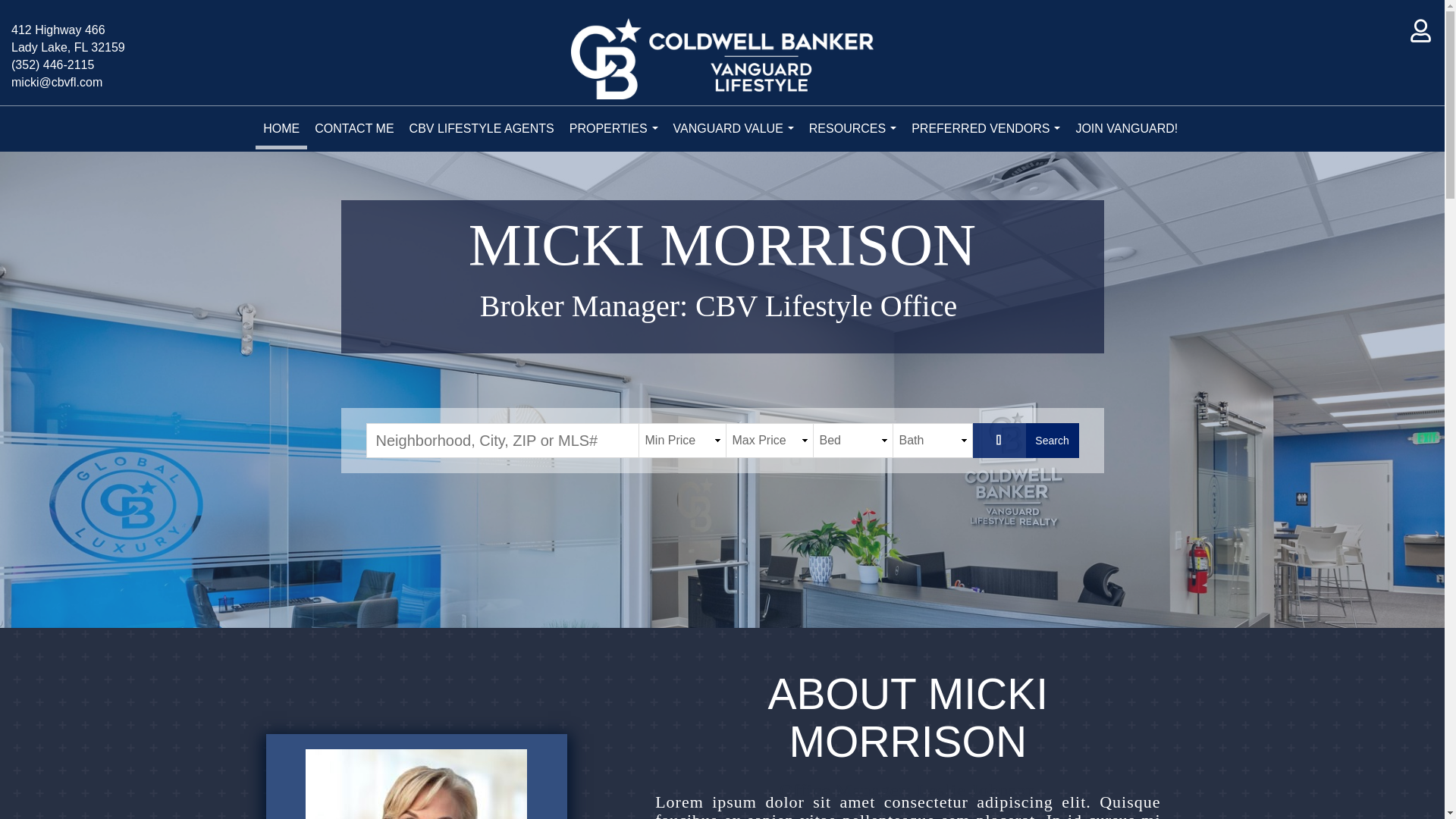 website screenshot of https://mickimorrisoncbv.com/