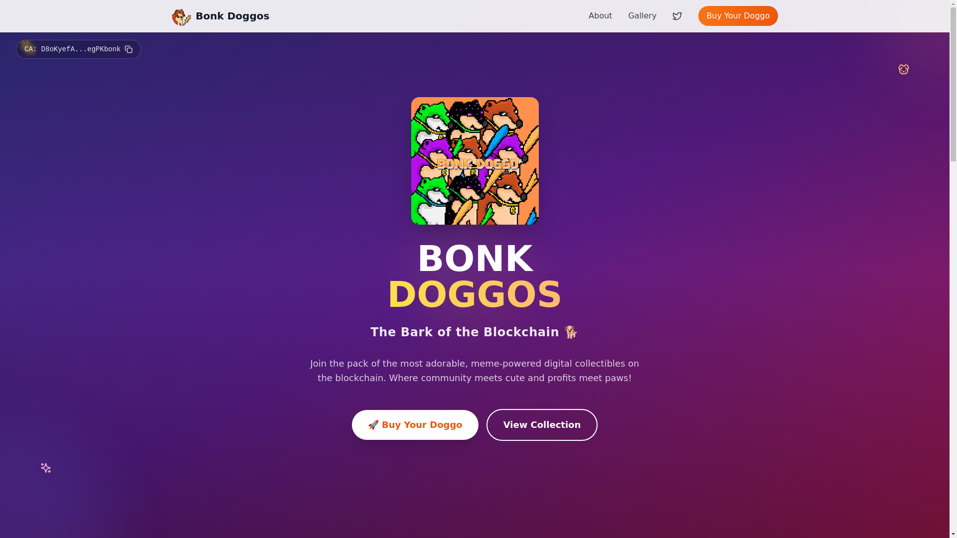 website screenshot of https://bonkdoggos.fun/