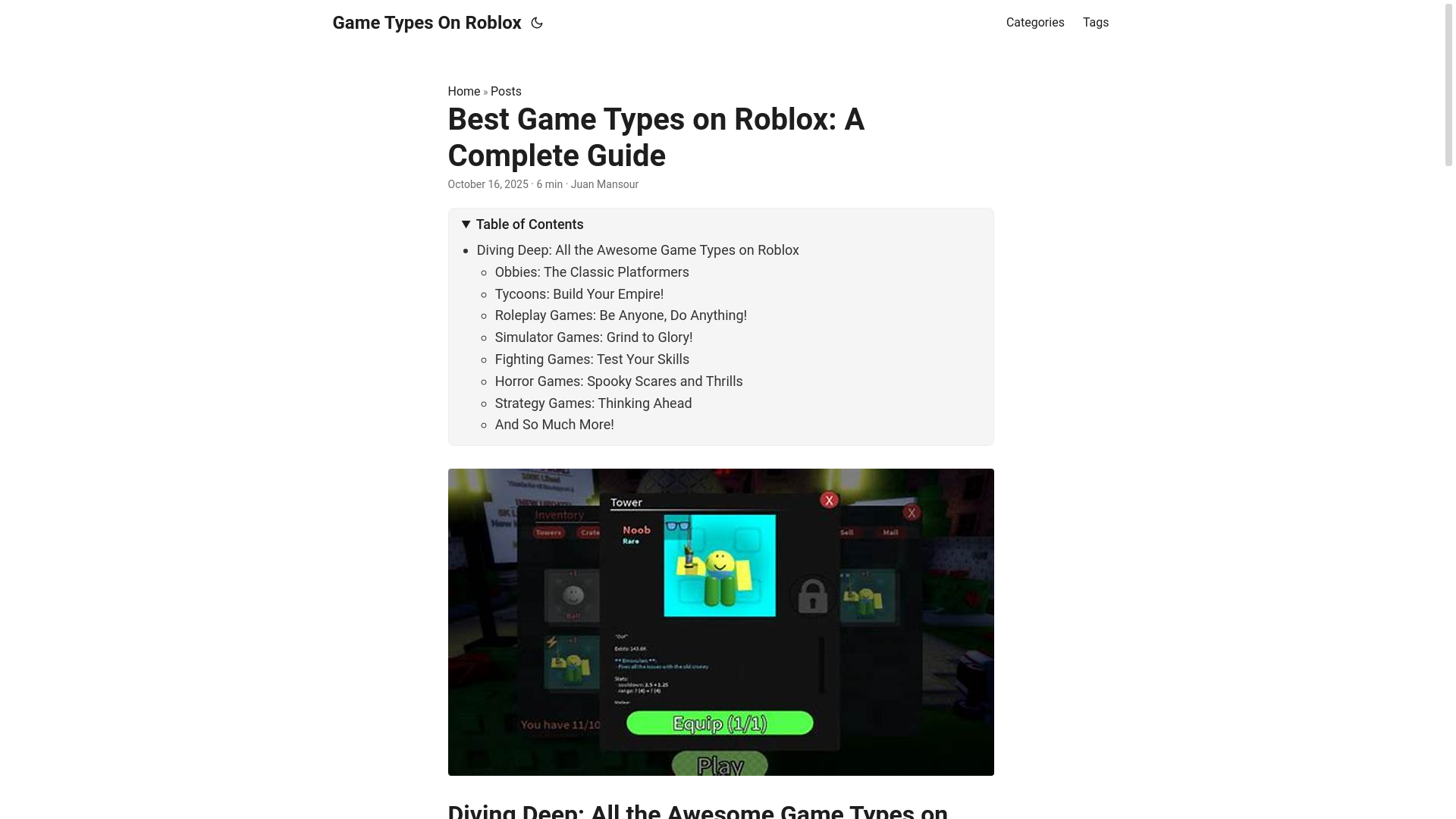 website screenshot of https://game-types-on-roblox.pages.dev/