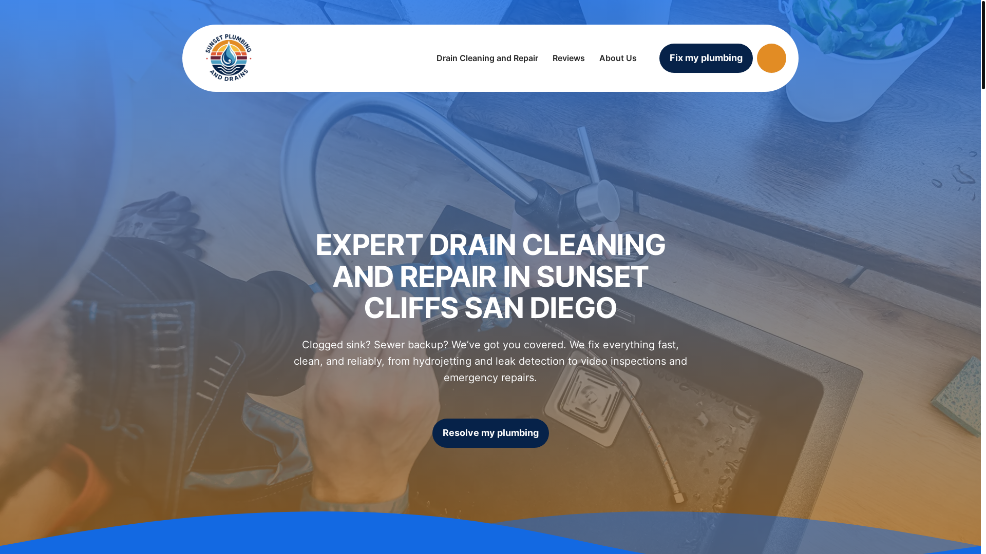 website screenshot of https://sunsetplumbingdrains.com/