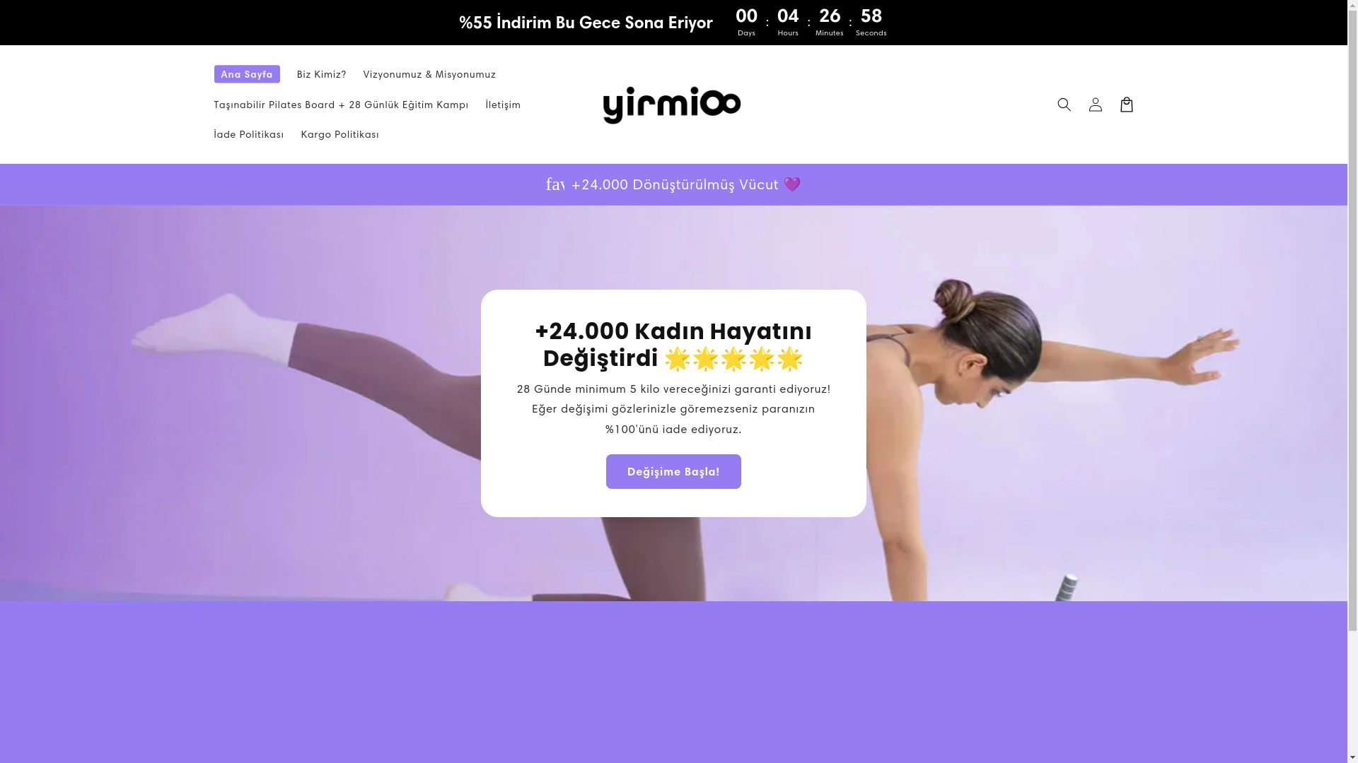 website screenshot of https://yirmi8pilates.com.tr/