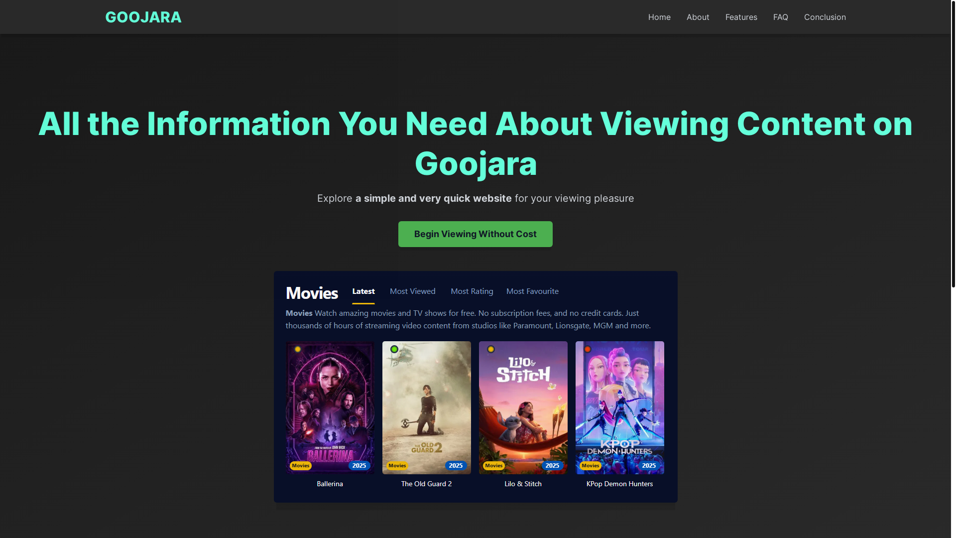 website screenshot of https://goojara-y0qq.pages.dev/