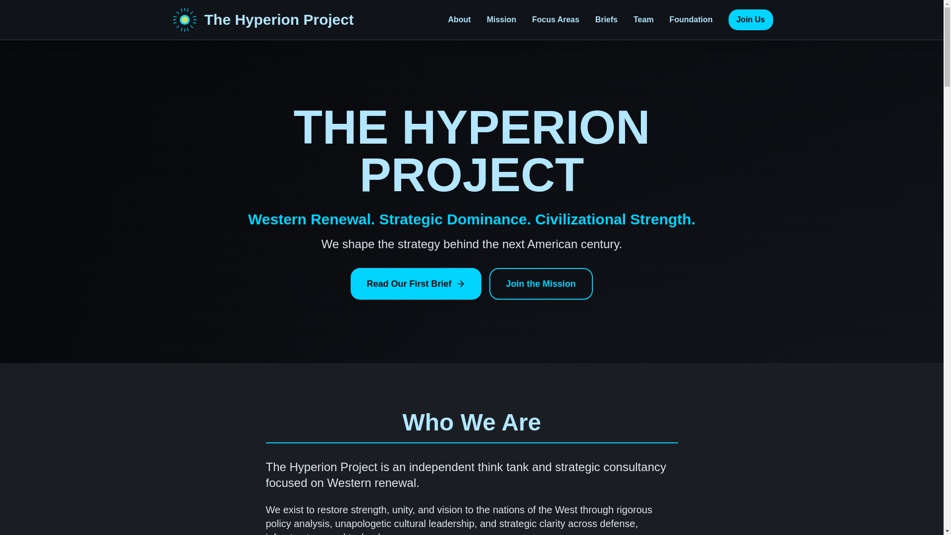 website screenshot of https://hyperionproject.org/
