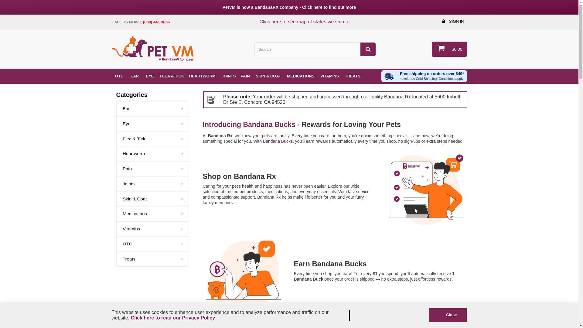 website screenshot of https://petvmstore.com/