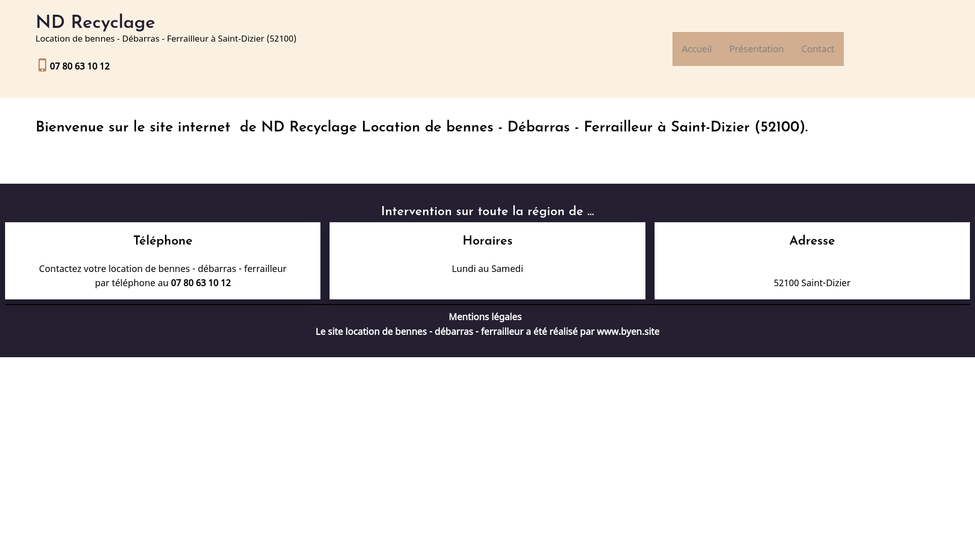 website screenshot of https://nd-recyclage.fr/